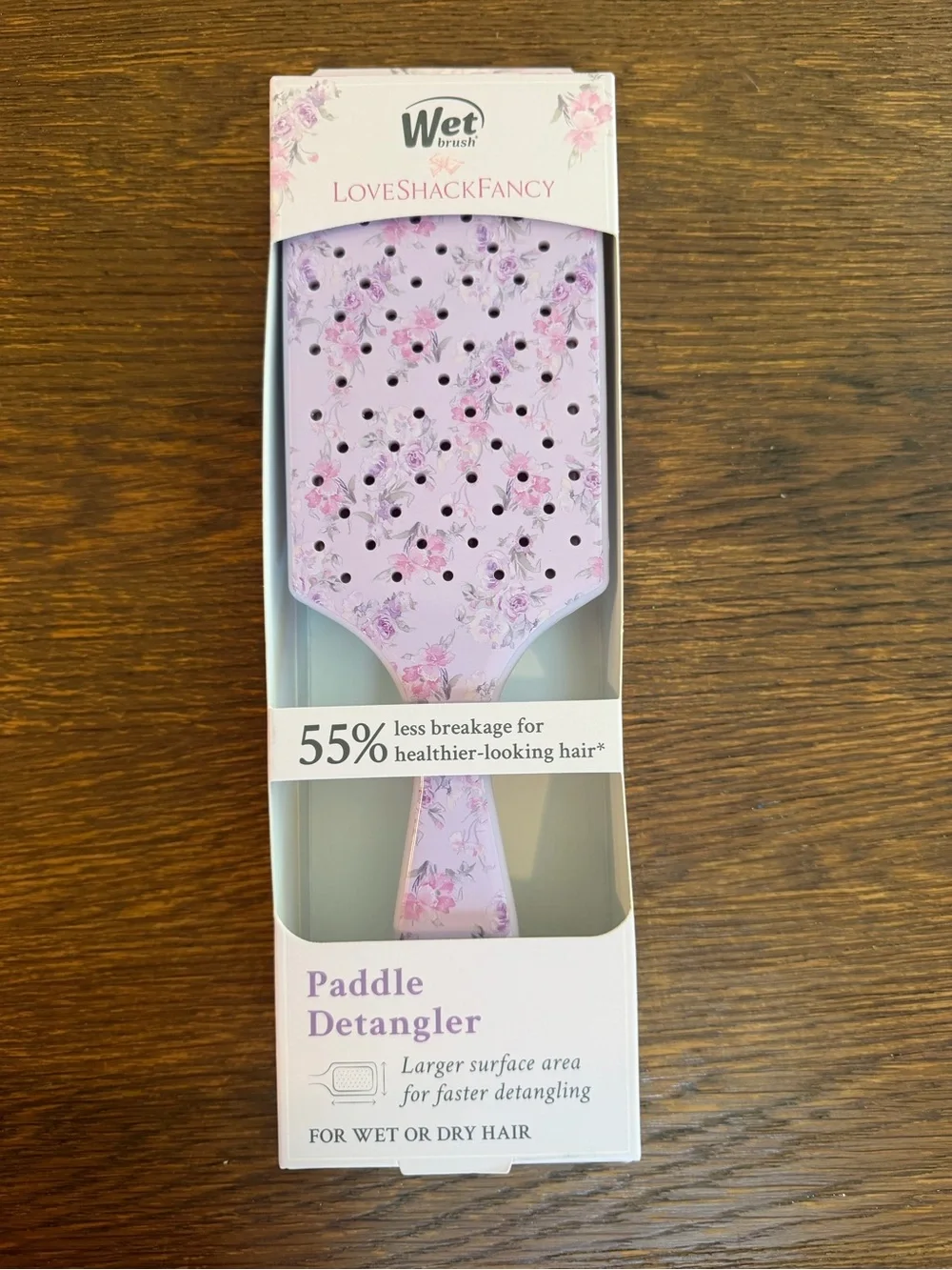 New in box LoveShackFancy x Target Wet Brush Floral Lavender Paddle Detangler